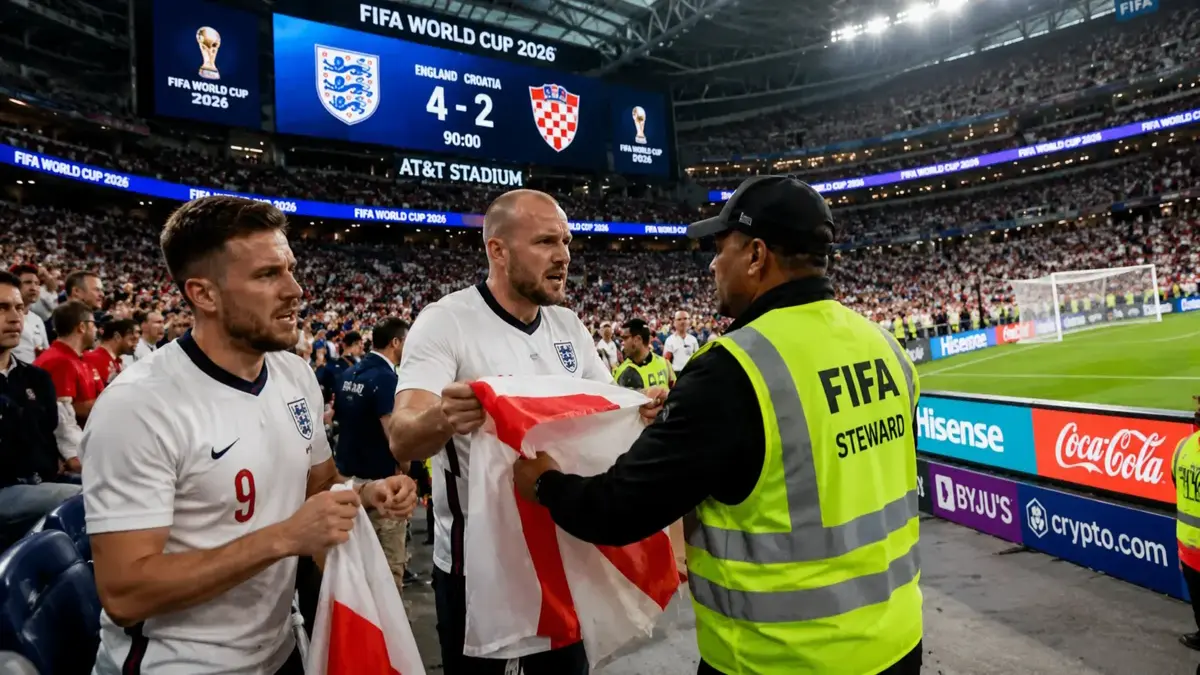 FIFA 2026 banner ban controversy: England fans forced to remove St George's Cross flags at Dallas Stadium