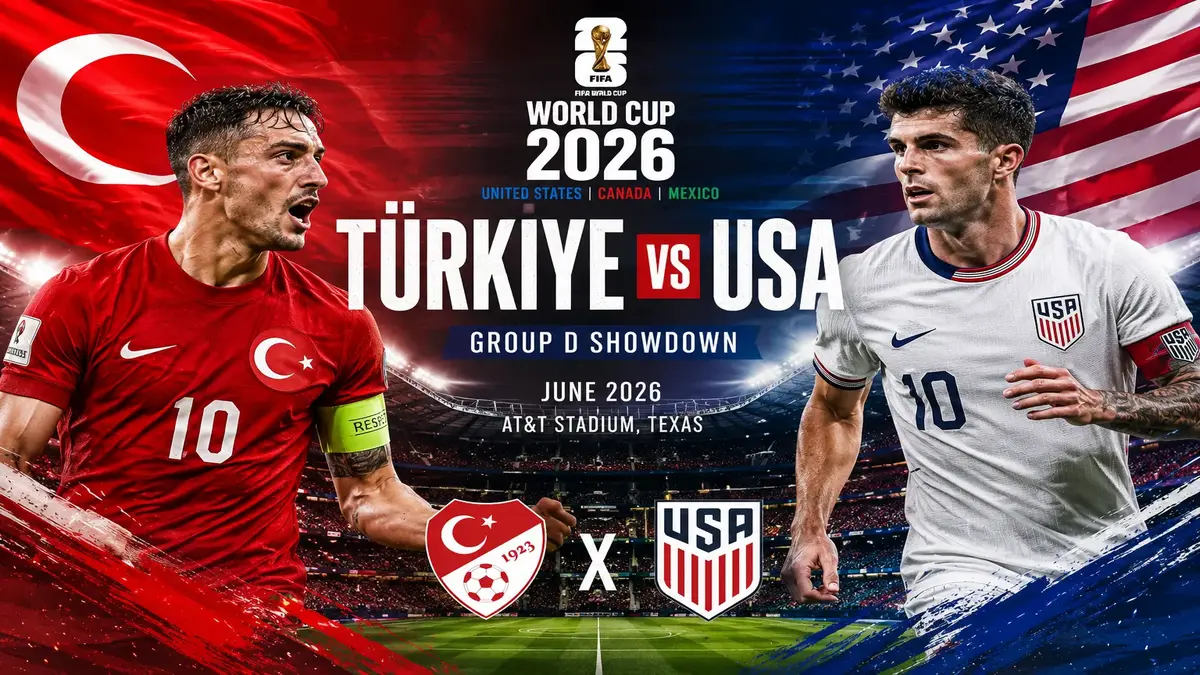 USA vs Türkiye FIFA World Cup 2026 Group D match at Los Angeles Stadium — Arda Güler celebrates goal in 2-2 draw